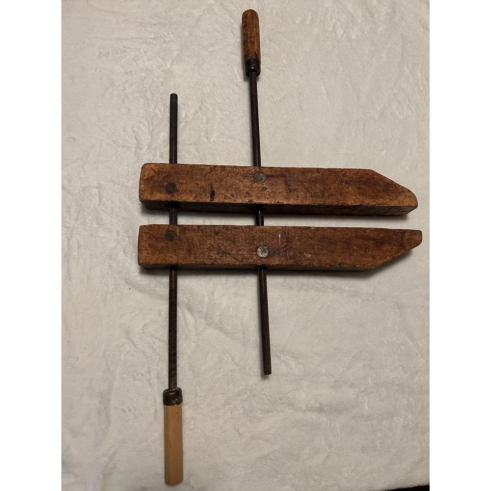 Vintage Wooden Hand Screw Clamp 17" Cabinetmaker Woodworking Tools